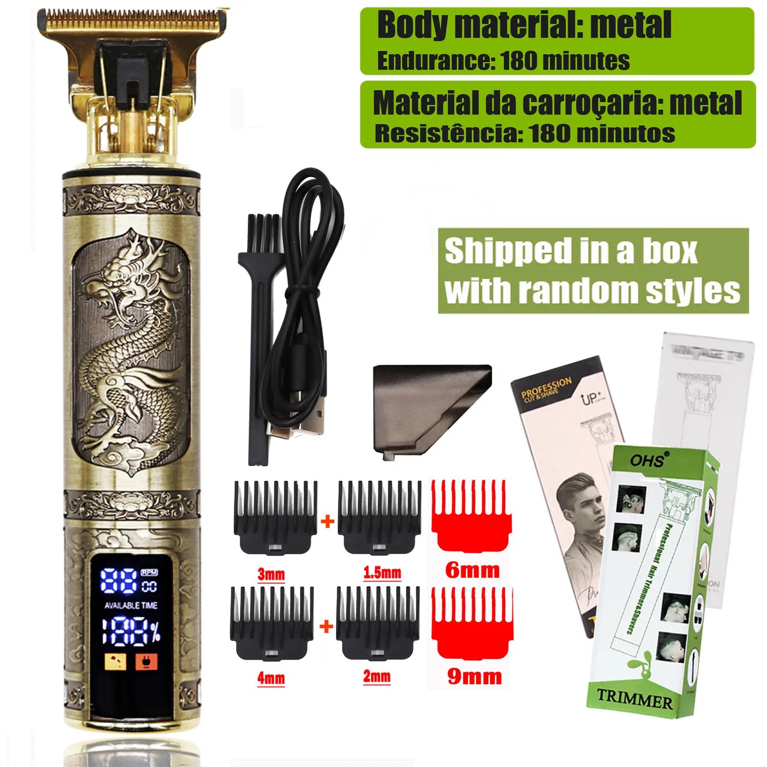 T9 Vintage Cordless Hair Cutting Machine - Professional Barber Trimmer for Men Beard Shaving for Shavers with Lightweight Design